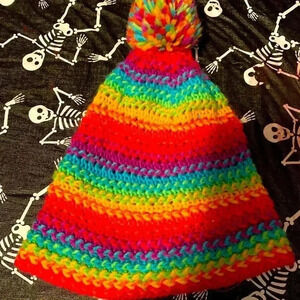 Colorful Knit Beanie with Pom Pom